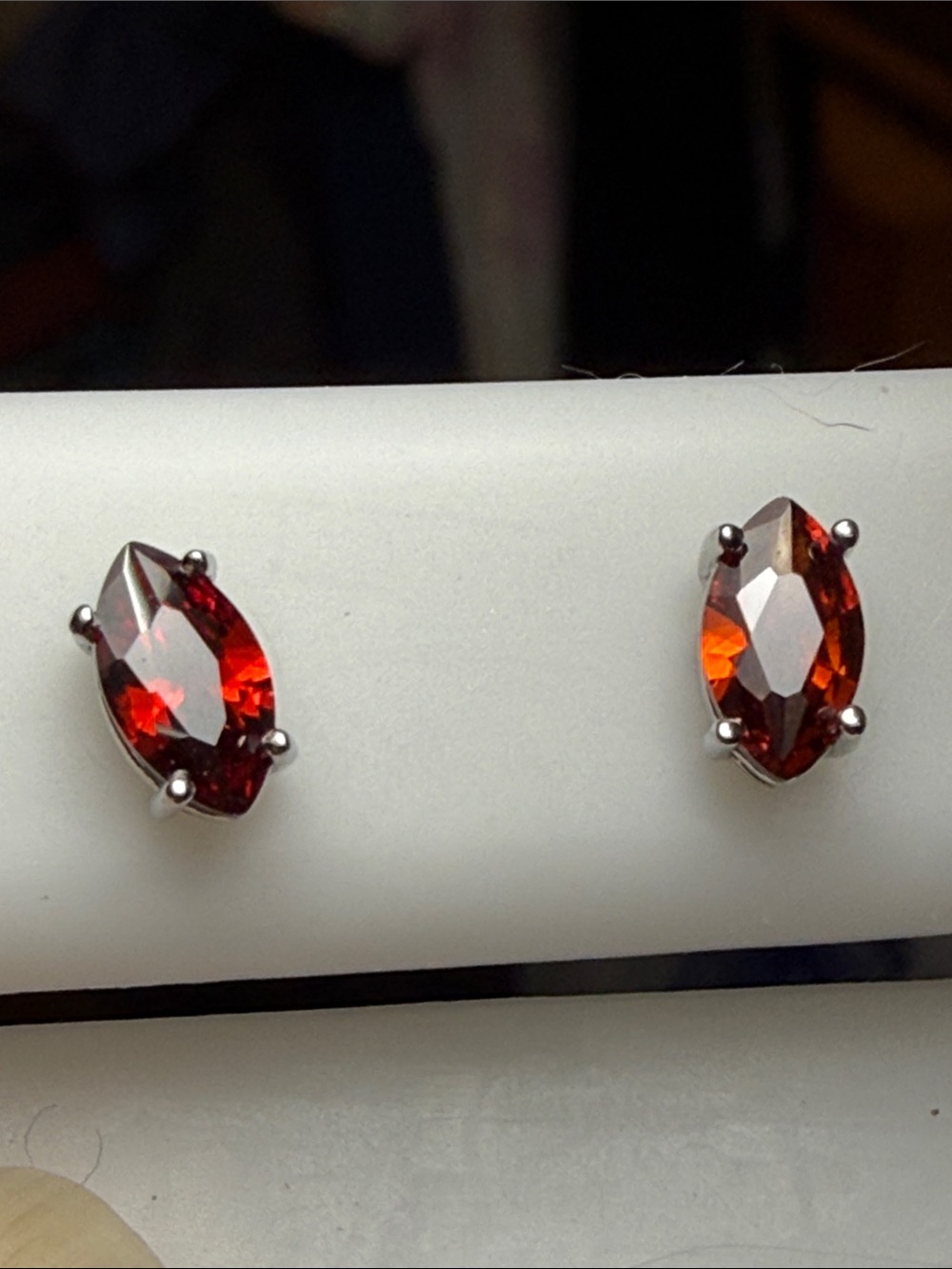 Red Marquise GARNET Stud Earrings 925 Sterling Silver NEW